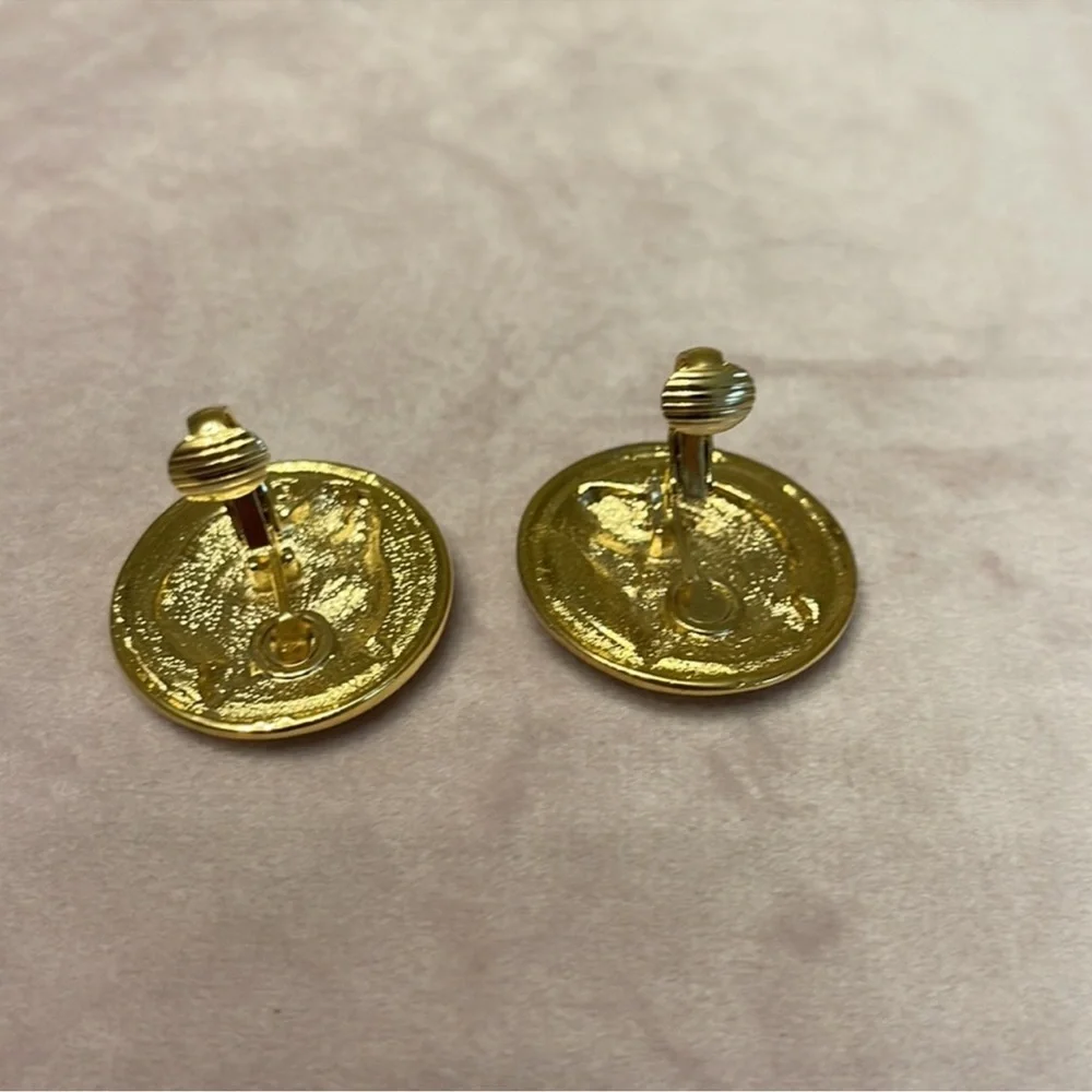 Gold Panther Stud clip on Earrings